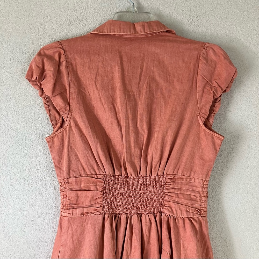 FREE PEOPLE Denim Boho Mini Shirt Dress M Fit & Flare Summer Festival Beach - Picture 12 of 16